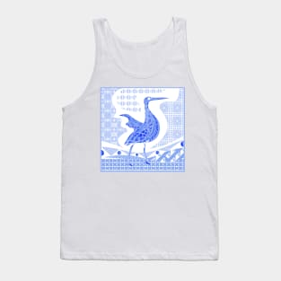 egret bird in talavera nest in mexican pattern art ecopop in blue light Tank Top